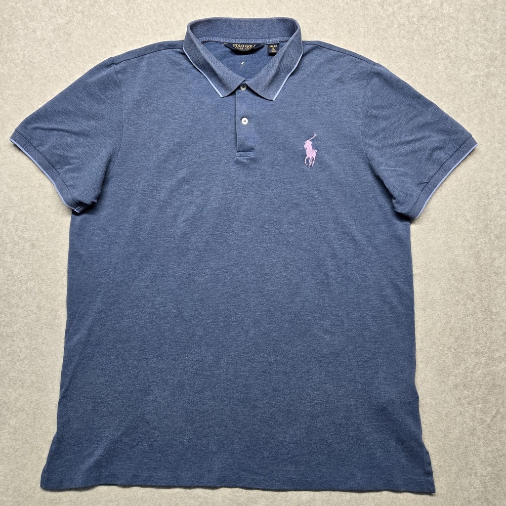 Polo Golf Ralph Lauren Polo Shirt Mens XL Blue Pro Fit Big Pony Casual Peru - Picture 2 of 16
